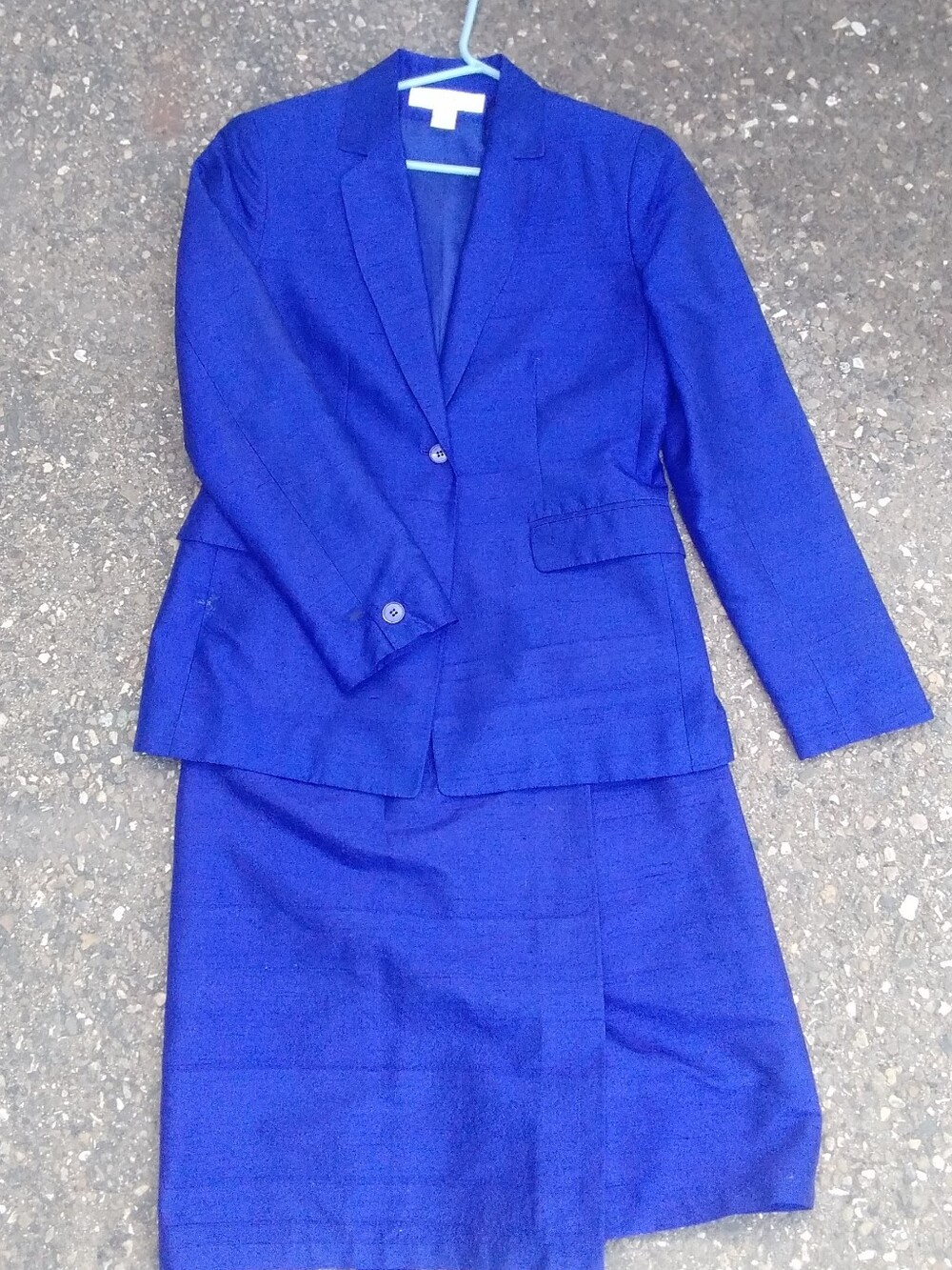 Jones New York Silk Suit Royal Blue Wrap Skirt Two Piece Womens 4 Small